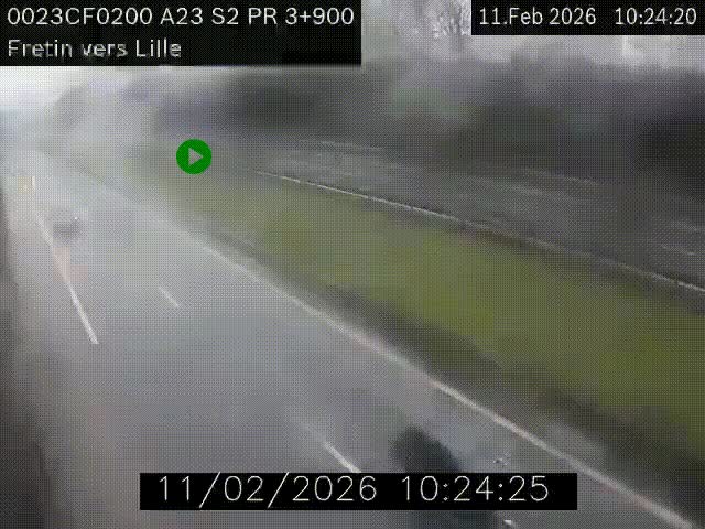Webcam autoroute A23 à hauteur de Fretin. Vue orientée vers Lille