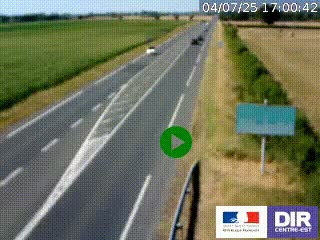 Webcam routière sur la RN7 à hauteur de Toulon-sur-Allier, entre Moulins et Vichy