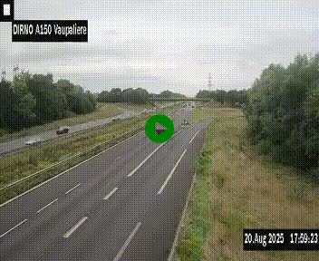 Webcam autoroute A150 à hauteur de La Vaupalière en périphérie de Rouen. Vue orientée vers Rouen