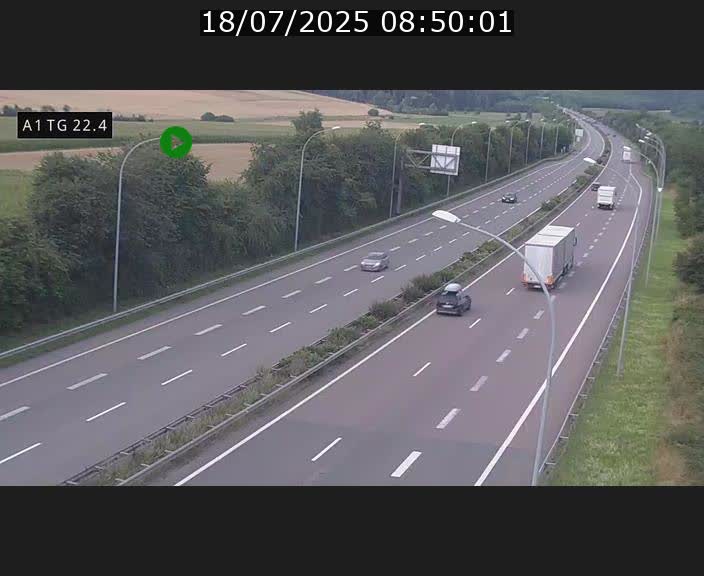 Traffic live webcam Luxembourg Flaxweiler - A1 direction Luxembourg - BK 22.4