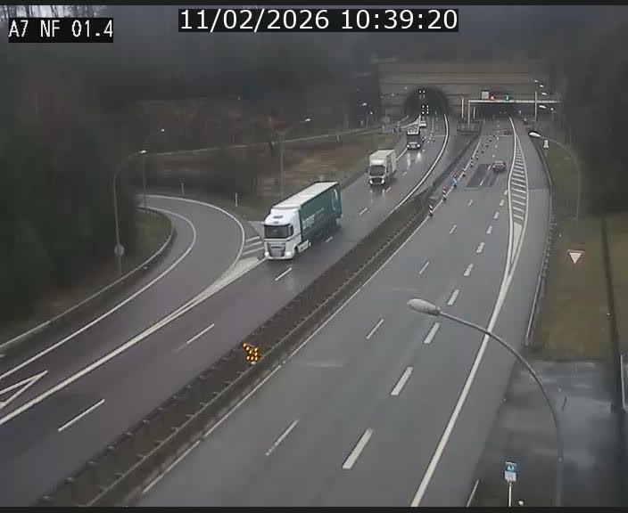 Caméra autoroute Luxembourg A7 - Echangeur Waldhaff - direction Tunnel Stafelter