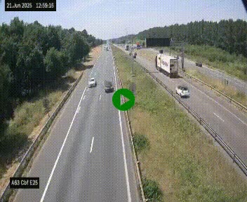 Webcam autoroute A63 en périphérie de Bordeaux au sud-est de la ville, en provenance du bassin d'Arcachon. Vue orientée vers Bordeaux