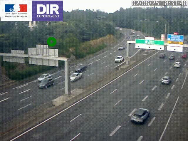 Caméra de circulation routière sur le boulevard périphérique Laurent Bonnevay de Lyon (D383) à hauteur de Bron, avant la jonction avec l'A43. Vue orientée vers l'échangeur