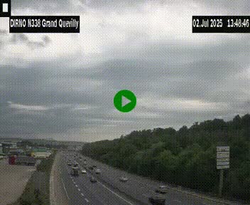 Webcam routière sur N338 à hauteur de Grand-Quevilly en périphérie de Rouen. Vue orientée vers Rouen