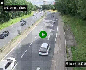 Webcam routière à hauteur de Bois-Guillaume en périphérie de Rouen. Vue orientée vers Rouen