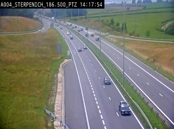 Webcam E411 à Sterpenich en Belgique près de la frontière du Luxembourg. Vue orientée vers Bruxelles