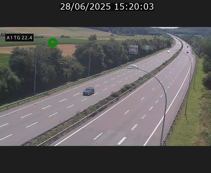 Traffic live webcam Luxembourg Flaxweiler - A1 direction Luxembourg - BK 22.4