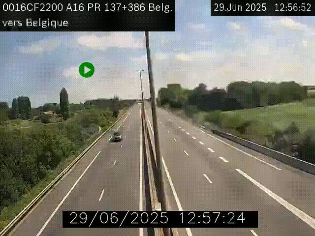 Webcam à la frontière franco-belge au niveau de Bray-Dunes/De-Panne sur l'autoroute A16. Vue orientée vers la Belgique