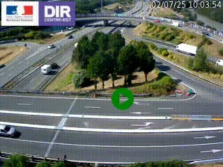 Webcam traffic à Grenoble-sud sur l'autoroute A480. Vue orientée vers l'entrée et la sortie de Grenoble