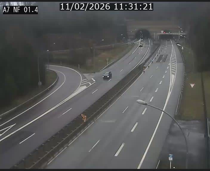 Caméra autoroute Luxembourg A7 - Echangeur Waldhaff - direction Tunnel Stafelter