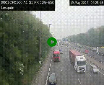 Webcam autoroute A1 à hauteur de Lesquin. Vue orientée vers Lille