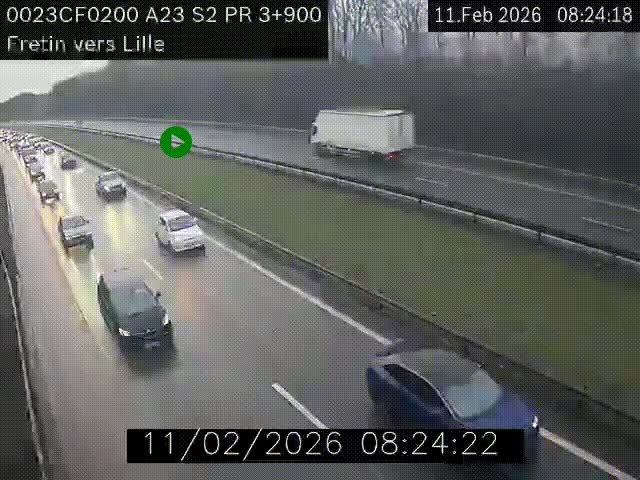 Webcam autoroute A23 à hauteur de Fretin. Vue orientée vers Lille