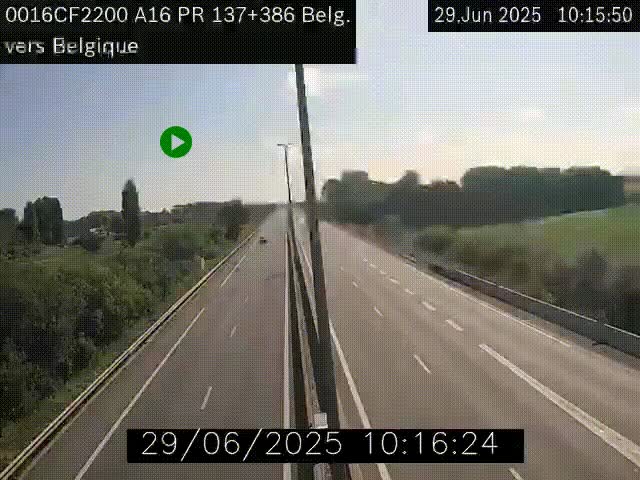 Webcam à la frontière franco-belge au niveau de Bray-Dunes/De-Panne sur l'autoroute A16. Vue orientée vers la Belgique