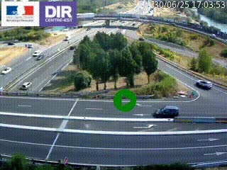 Webcam traffic à Grenoble-sud sur l'autoroute A480. Vue orientée vers l'entrée et la sortie de Grenoble
