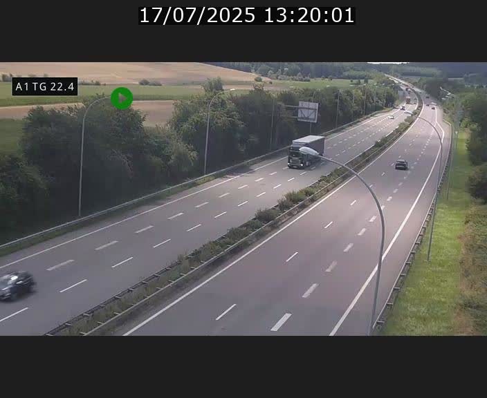Traffic live webcam Luxembourg Flaxweiler - A1 direction Luxembourg - BK 22.4