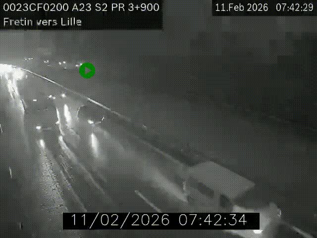 Webcam autoroute A23 à hauteur de Fretin. Vue orientée vers Lille