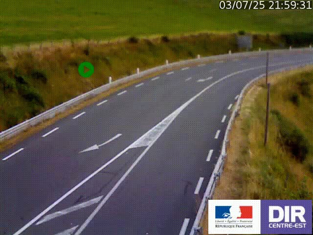 Webcam sur le col Pin Bouchain, vue orientée vers Roanne, en provenance de Lyon sur la nationale 7 (N7)
