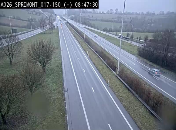 Webcam E25 (A26) à hauteur de Sprimont en direction de Liège et en provenance de Bastogne