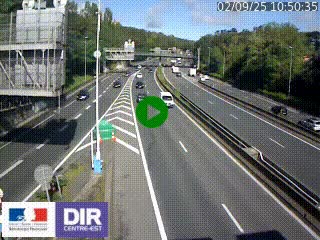 Caméra autoroute sur A6 - Valvert, près de Lyon, en direction de Paris, à hauteur de la sortie 36 Porte du Valvert