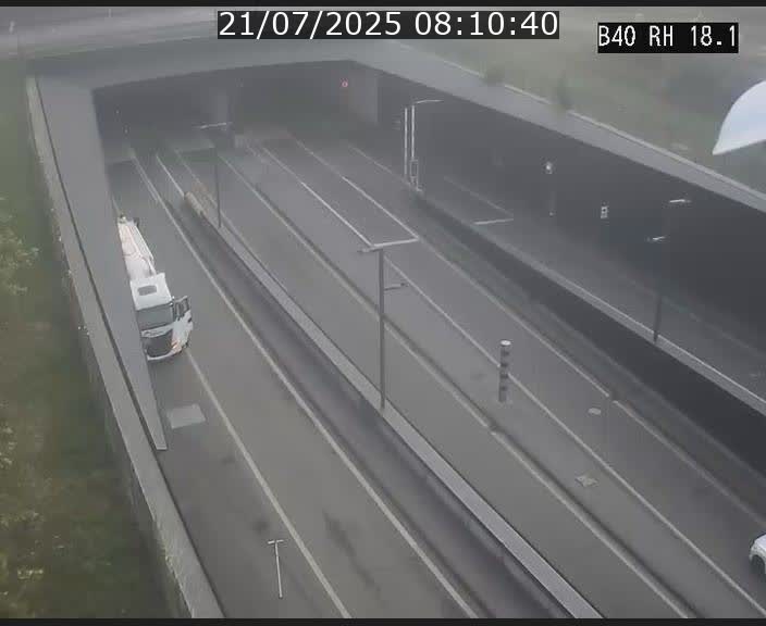 Webcam sur la route de contournement d'Esch-Belval avant le tunnel Central Gate au niveau de la porte de France et du radar fixe
