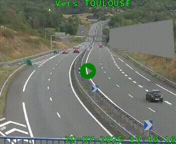 Caméra routière sur l'autoroute A20 à Noailles, en périphérie de Brive-la-Gaillarde. Vue orientée vers Toulouse