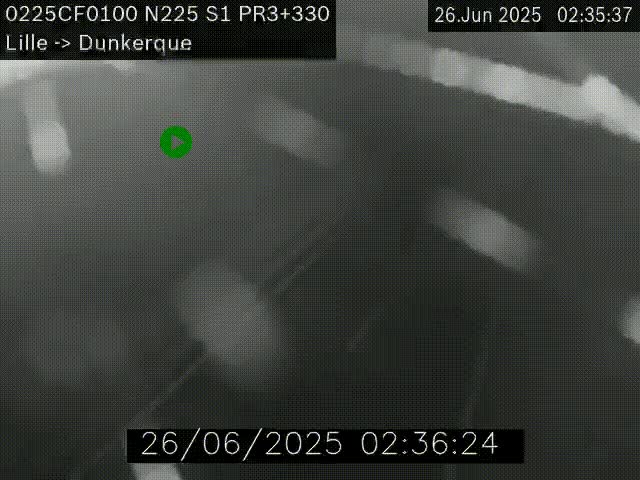 Webcam autoroute A25 (N225) à hauteur de Bergues (Bierne). Vue orientée vers Dunkerque.
