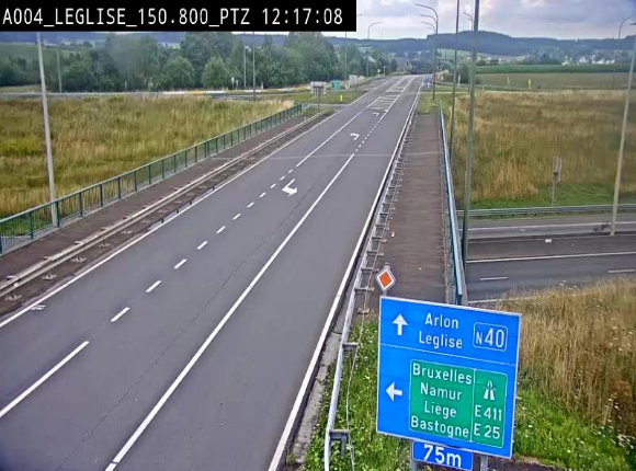 Webcam au-dessus de l'E411 sur la N40. Vue orientée vers Léglise en provenance de Neufchâteau