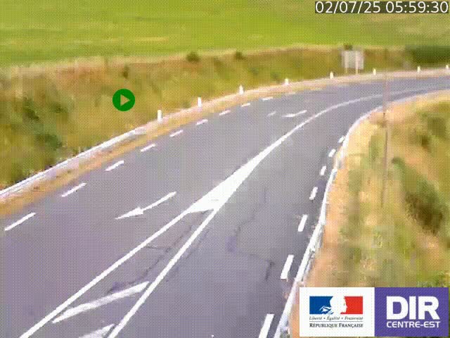 Webcam sur le col Pin Bouchain, vue orientée vers Roanne, en provenance de Lyon sur la nationale 7 (N7)