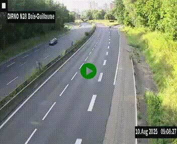 Webcam routière à hauteur de Bois-Guillaume en périphérie de Rouen. Vue orientée vers Rouen