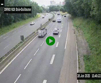 Webcam routière à hauteur de Bois-Guillaume en périphérie de Rouen. Vue orientée vers Rouen