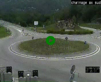 Webcam au nord d'Ax-les-Thermes au niveau de l'aire de chaînage de la N20. Vue orientée vers les Pyrénées, en direction de Pas de la Case