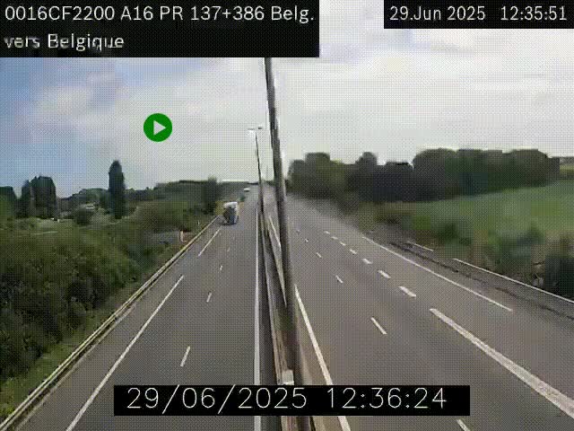 Webcam à la frontière franco-belge au niveau de Bray-Dunes/De-Panne sur l'autoroute A16. Vue orientée vers la Belgique