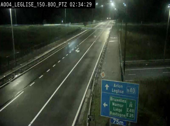 Webcam au-dessus de l'E411 sur la N40. Vue orientée vers Léglise en provenance de Neufchâteau