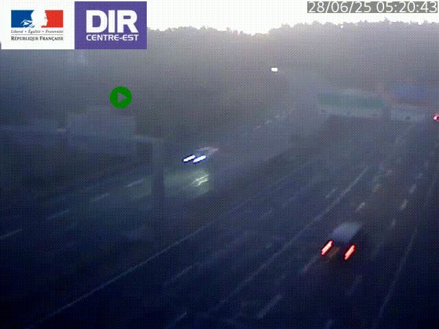 Caméra de circulation routière sur le boulevard périphérique Laurent Bonnevay de Lyon (D383) à hauteur de Bron, avant la jonction avec l'A43. Vue orientée vers l'échangeur
