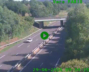 Caméra routière sur l'autoroute A20 au nord de Limoges, à la jonction avec la N520. Vue orientée vers Paris