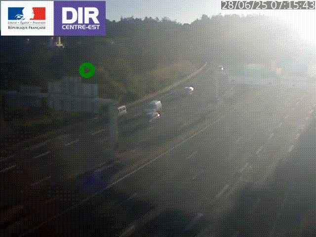 Caméra de circulation routière sur le boulevard périphérique Laurent Bonnevay de Lyon (D383) à hauteur de Bron, avant la jonction avec l'A43. Vue orientée vers l'échangeur