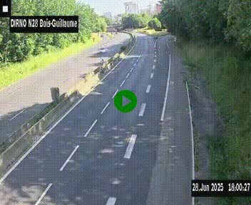 Webcam routière à hauteur de Bois-Guillaume en périphérie de Rouen. Vue orientée vers Rouen