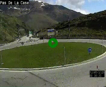 Webcam sur la N22 au niveau du poste frontière entre la France et Andorre à proximité de Pas de la Case à plus de 2000 mètres d'altitude