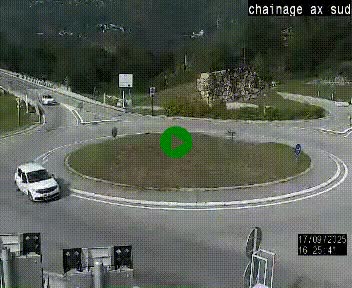 Webcam au nord d'Ax-les-Thermes au niveau de l'aire de chaînage de la N20. Vue orientée vers les Pyrénées, en direction de Pas de la Case