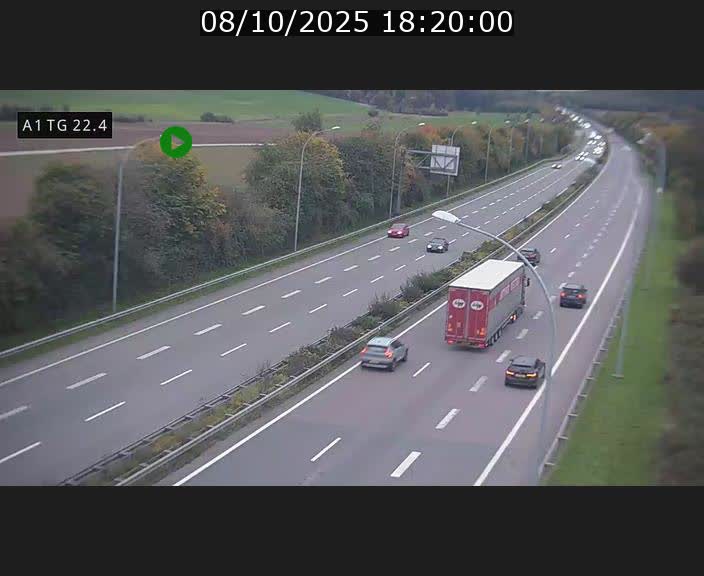 Traffic live webcam Luxembourg Flaxweiler - A1 direction Luxembourg - BK 22.4