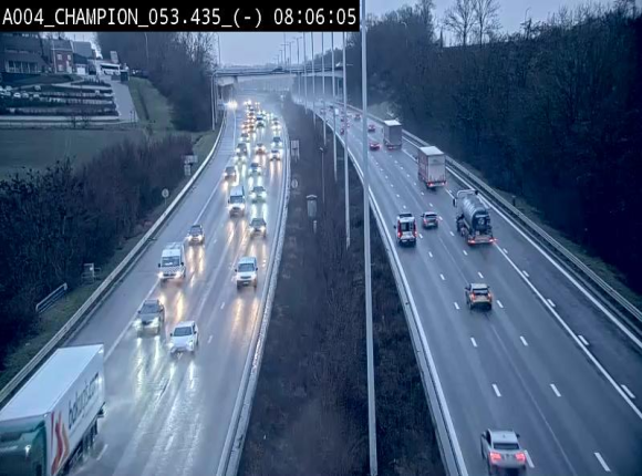 Webcam E411 à Champion, à proximité de Namur. Vue orientée vers Bruxelles