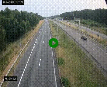 Webcam autoroute A63 en périphérie de Bordeaux au sud-est de la ville, en provenance du bassin d'Arcachon. Vue orientée vers Bordeaux
