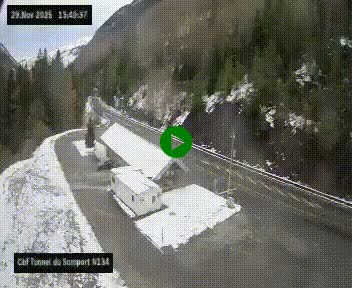 Webcam à l'entrée du tunnel du Somport, côté français, sur la N134, dans les Pyrénées, en direction de l'Espagne, à 1116 mètres d'altitude