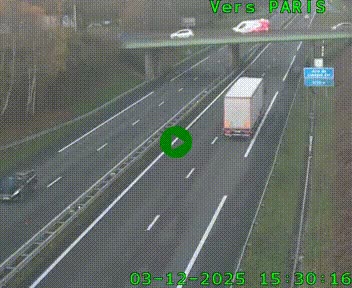 Caméra routière sur l'autoroute A20 au nord de Limoges, à la jonction avec la N520. Vue orientée vers Paris