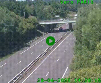 Caméra routière sur l'autoroute A20 au nord de Limoges, à la jonction avec la N520. Vue orientée vers Paris