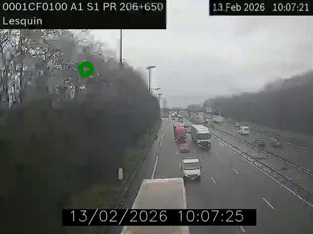 Webcam autoroute A1 à hauteur de Lesquin. Vue orientée vers Lille