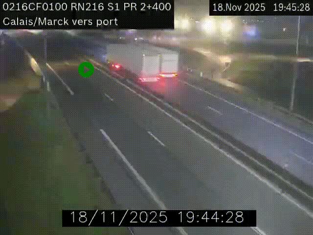 Webcam à Calais sur A216 (N216) en direction du port (harbour) de Calais.