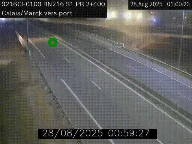 Webcam à Calais sur A216 (N216) en direction du port (harbour) de Calais.