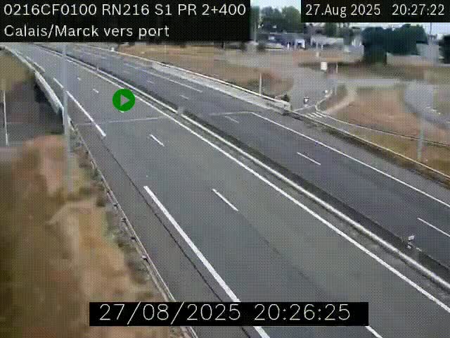 Webcam à Calais sur A216 (N216) en direction du port (harbour) de Calais.