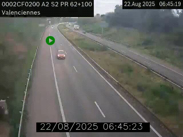 Webcam autoroute A2 à Valenciennes. Vue orientée vers Maubeuge et Mons (Belgique)